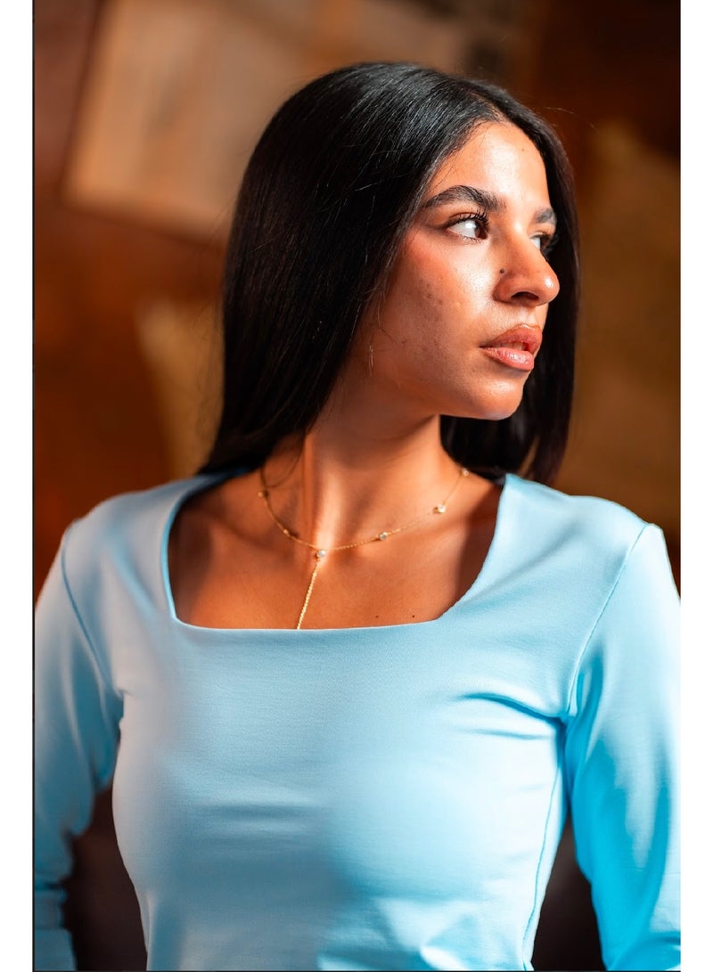 كنزه توب بيزك كم طويل برقبة مربعة - Image 2